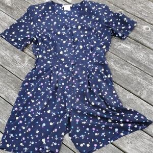 Vintage Paquette 80s ditzy floral romper playsuit, cottagecore, Size Large. EUC